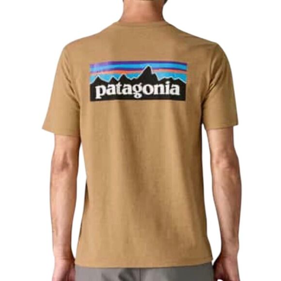 Patagonia Other - Patagonia Mens SZ L Tan P-6 Logo Responsibili-Tee Organic Cotton Crew Neck Shirt